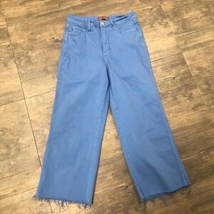 Judy Blue High Rise‎ Raw Hem Cropped Blue Jeans Women 9/29 Garment Dyed Stretch